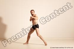 Underwear Martial art Man White Moving poses Slim Short Blond Dynamic poses Academic